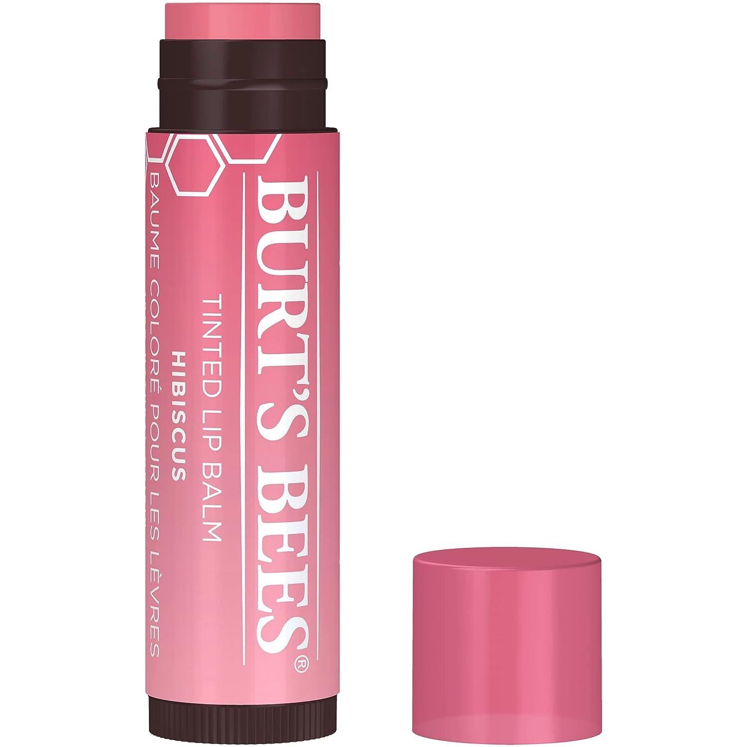 Burt's Bees Tinted Lip Balm Hibiscus, Pink,1 Count