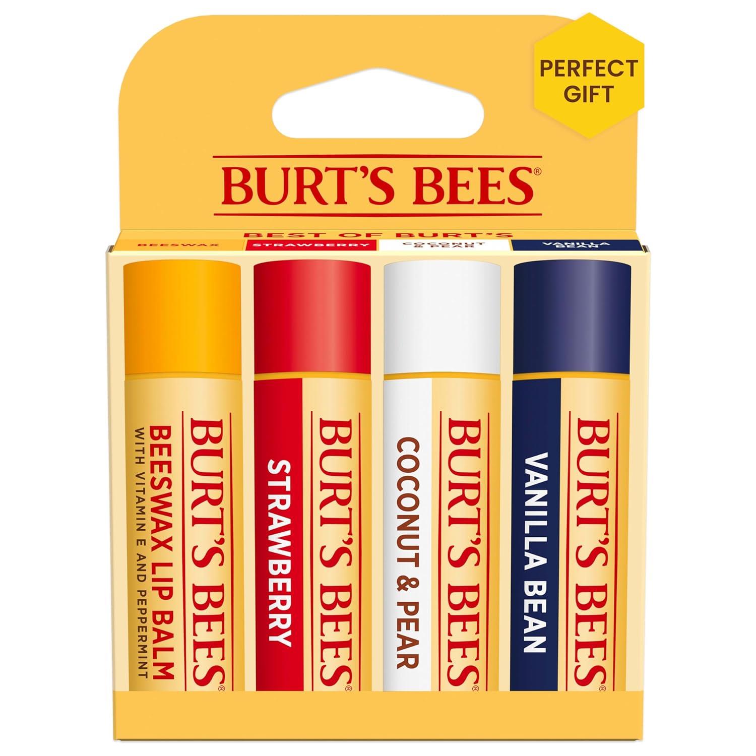 Burt's Bees 100% Natural Moisturizing Lip Balm, 4 Tubes in Blister Box