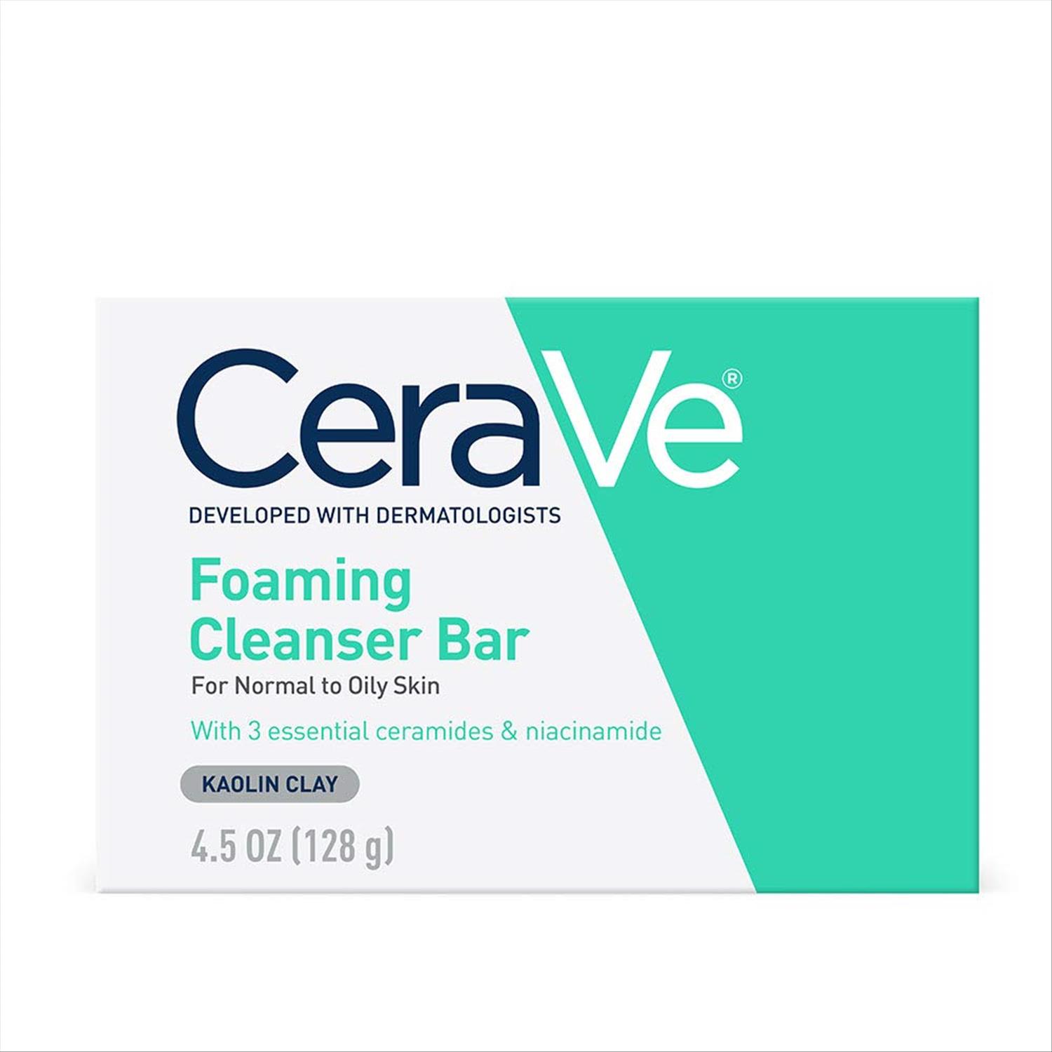CeraVe Foaming Cleanser Bar | Soap-Free Body and Face Cleanser Bar for Oily Skin | Fragrance Free | 4.5 Ounce | (128gm)